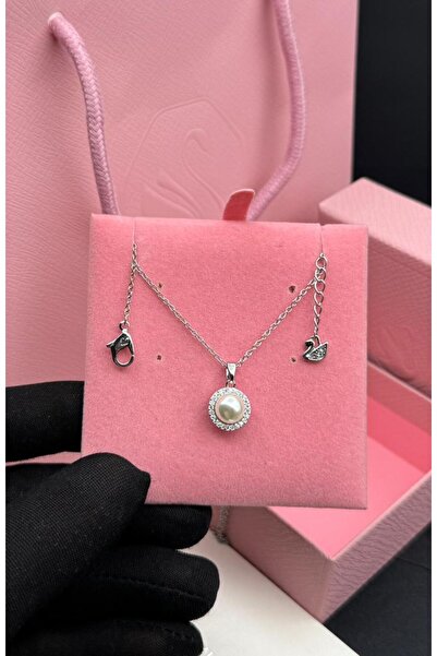 Generic Classic Pearl Pendant Necklace with Elegant Metal Bangles