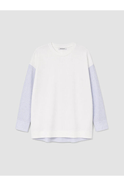 LC Waikiki White Soft Touch Oversize Women's Sweatshirt Tunic