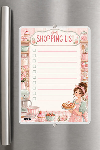 Ficksy Alışveriş Listesi - A5 - Mıknatıslı - PVC - Buzdolabı Notluk & Masaüst...