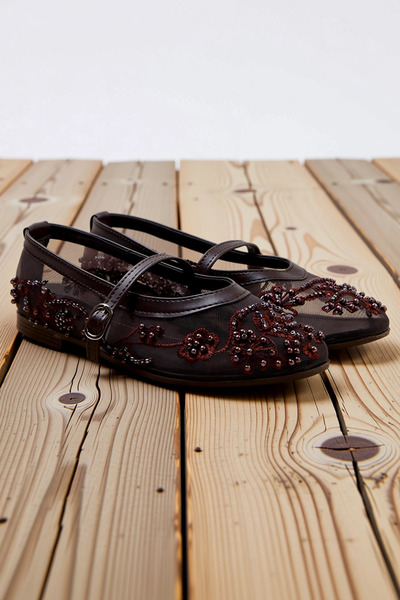 BENERLY Pantofi de damă Mary Jane Balerina Textil brodat cu mărgele Toc plat ...