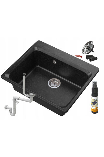 Granitan Set chiuveta si robinet, Granitan, 20cm, Negru