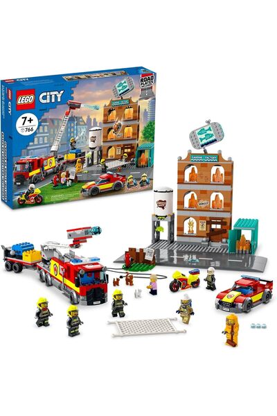 LEGO City Fire Brigade 60321 Building Set with Toy Fire Truck and Five Minifi...