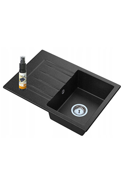 Granitan Set chiuveta bucatarie + sifon, Granitan, Granit, 647 x 456 mm, Negru