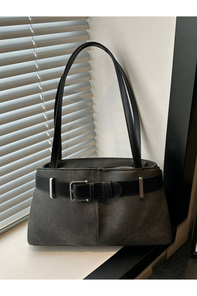 Take Two By Styli Black Shoulder Bag with Belt Detail