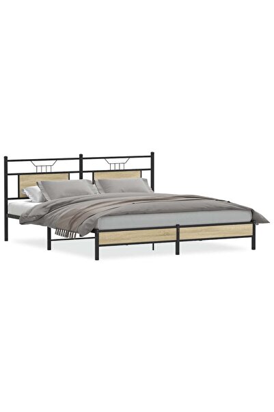 vidaxl Cadru de pat fără saltea Stejar Sonoma 183x203cm Lemn prelucrat