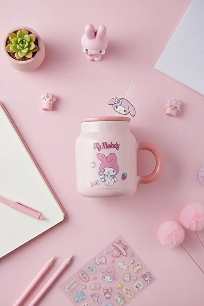SANRIO Lisanslı My Melody Pipetli Seramik Kupa 410 mL – Kapaklı Tasarım