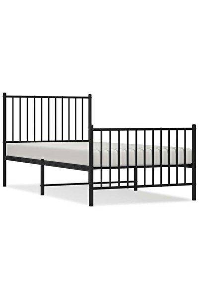 vidaxl Cadru pat metalic cu tăblii de cap/picioare, negru, 90x190 cm