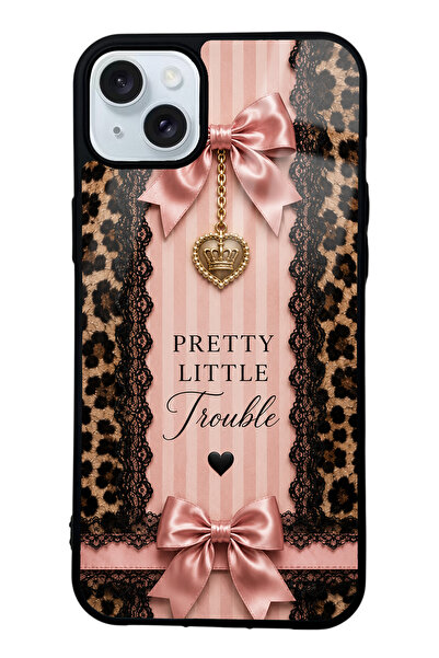 Spoyi iPhone 15 Plus Pretty Leopard Bow Tasarımlı Glossy Telefon Kılıfı