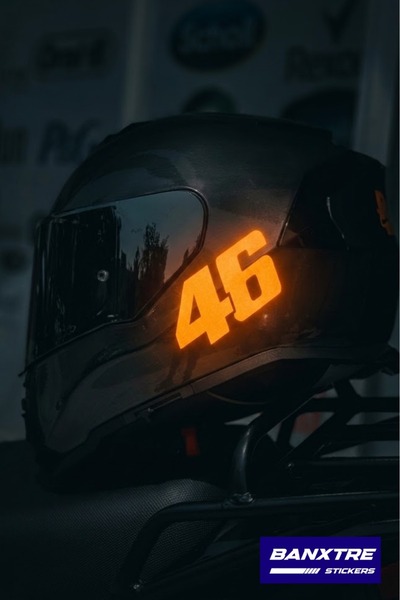 Banxtre Reflective 46 Racing Style Logo Sticker Decal for Motor-Car-Helmet (1...