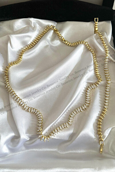 BESSENCE JEWELRY CO. Xuping VIP SET 14K Gold Badem Kesim Yaprak Model Kolye v...