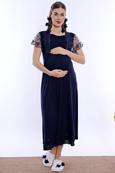 ByLohusa Maternity Nightgown Suitable for Pre- and Postpartum Use Effortt - N...
