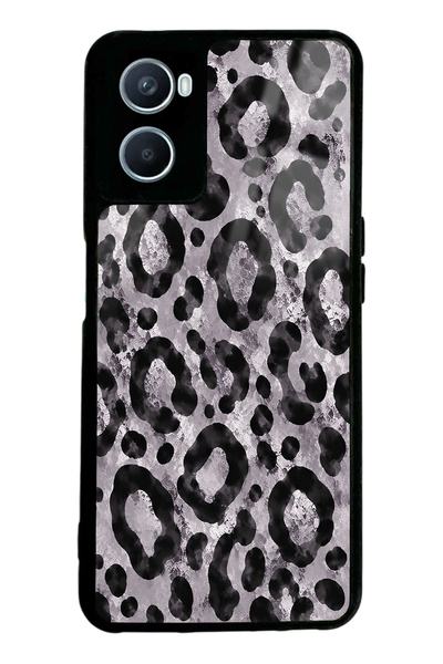 Spoyi Oppo A96 Gray Leopar Tasarımlı Glossy Telefon Kılıfı