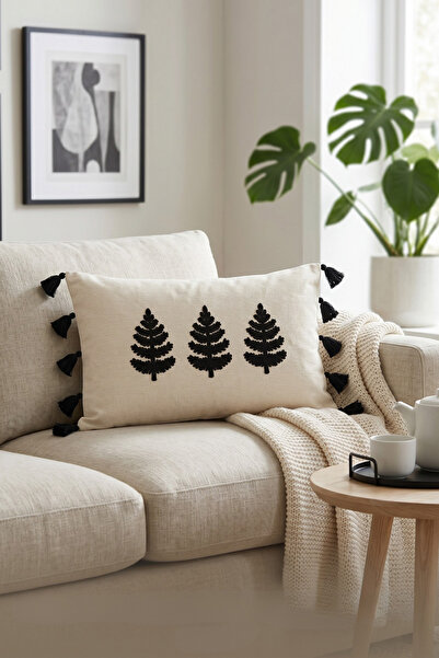 cottoncloth Buldan Işi Bohem Special Design Tree Pattern Decorative Throw Pil...