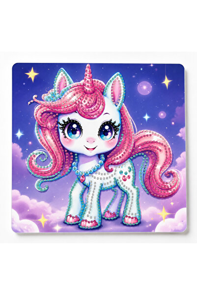 iğne izi Hı Stone 5D Elmas Taş İşleme Kiti Tablo 20x20 cm Unicorn Desenli