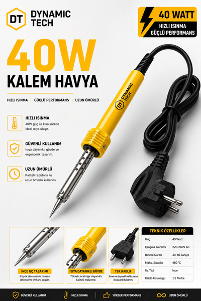 DynamicTech 40w Profesyonel Lehim Makinesi Kalem Havya
