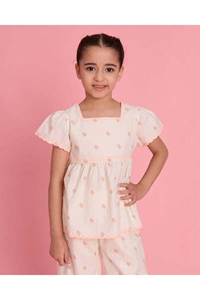 REDTAG Girls White Printed Blouse