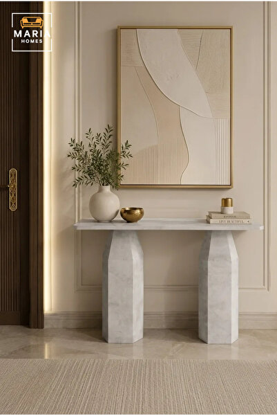 MARIA HOMES Modern Concrete Look Console Table – Contemporary Entryway & Hall...