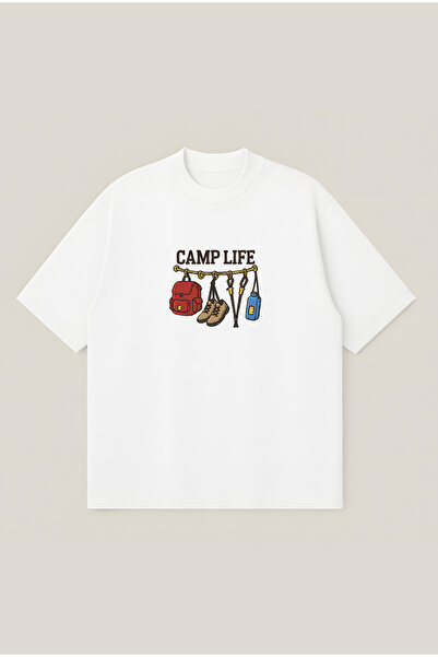 Moon Dancer Μπλουζάκι Camp Life με στάμπα, υπερμεγέθης, φαρδιά γραμμή, unisex...