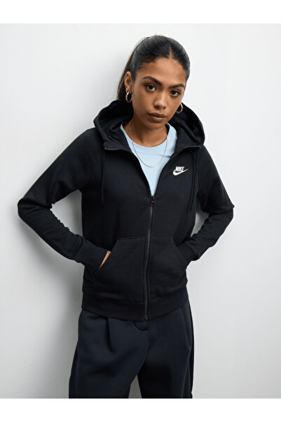 Nike Sportswear Essential Full-Zip Fleece Hoodie Siyah Kadın Sweatshirt