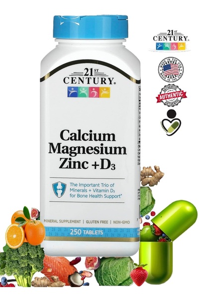 21century Dietary Supplement Calcium Magnesium Zinc + D3 Balanced Formula to ...