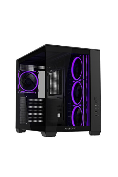 ASUS Carcasă PC Mid-Tower A32 Plus ARGB din sticlă securizată, Negru