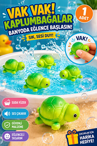 SYN AKSESUAR Ses Çıkaran Yüzen Kaplumbağa Banyo Oyuncağı – Çocuklar İçin Eğle...