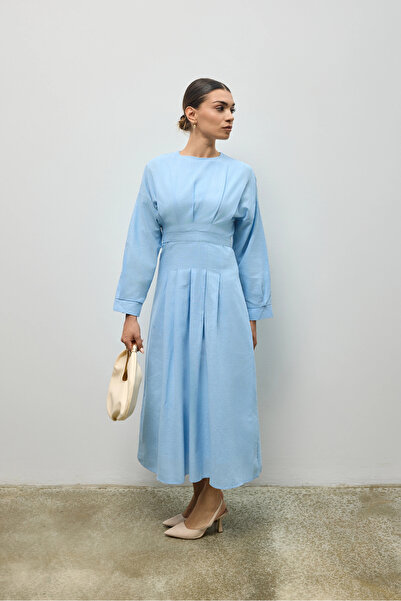 Lady Pixie Linen Pleated Detailed Dress