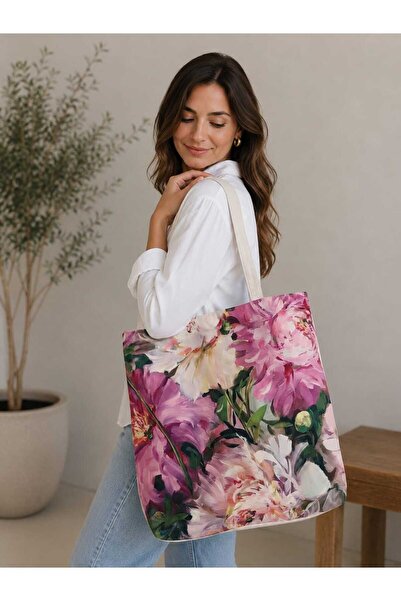 ÖZDAĞ HOME CONCEPT Digital Printed Suede Fabric Women's Shoulder Bag – Multi-...