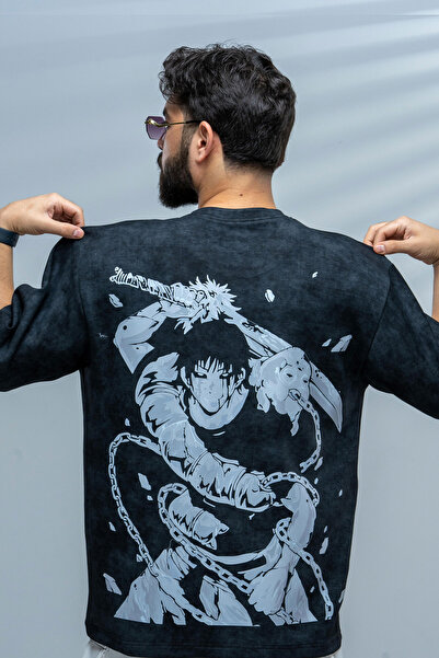 saneafn Black T-shirt with Toji character design