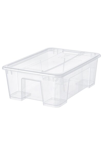 IKEA SAMLA Box with lid, transparent, 39 x 28 x 14 cm/11 l