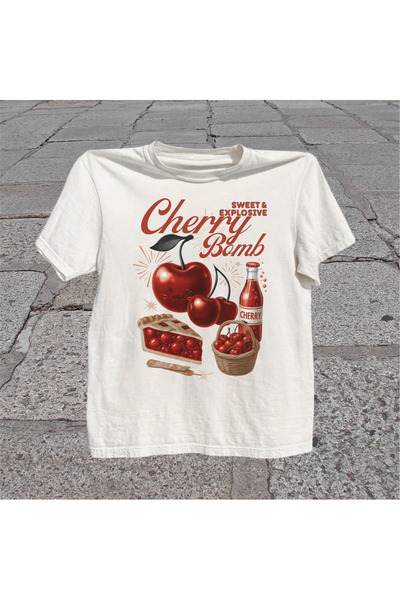 Grafftee Clothing Cherry Bomb Printed Unisex Oversized T-Shirt