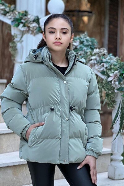 Pina Kids Girls' Nova Fabric Hooded Pocketed Elastic Waist Drawstring Waterpr...
