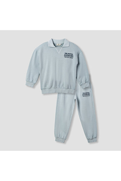 Juniors Boys Sweatshirt and Joggers Set with Text Print - Polyester - Long Sl...