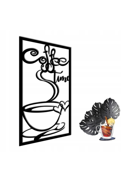 Naklejkomania Tablou 3D pentru perete: Ceasca de cafea, filigran, decorare pe...