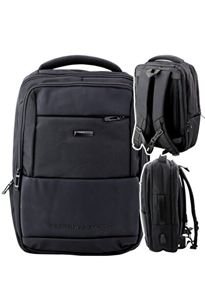 LEAN Rucsac Business Urban USB cu Curea de Piept Negru 26L 45cm