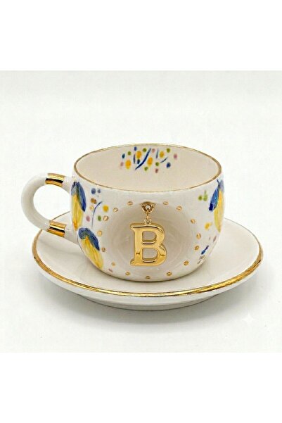 BSK Ceramics Handmade Limon Harfli Çay Fincanı B Harfi