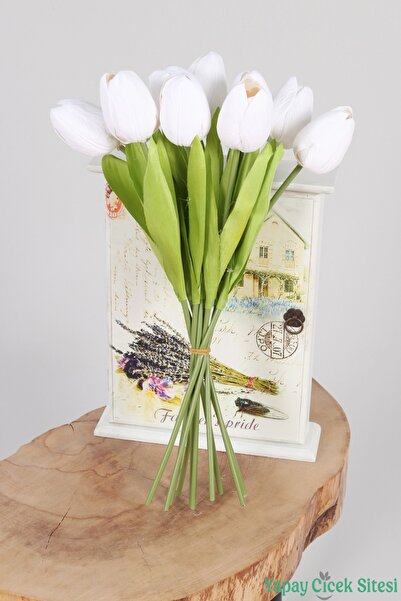 Yapay Çiçek Sitesi Premium 10-Piece Large Head Artificial Wet Tulip Bouquet 4...