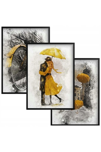 Naklejkomania Set tablouri Naklejkomania, 3 bucati, 30x40cm, rama neagra