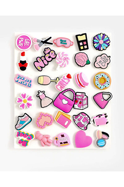 REDTAG 30-Piece Pink and Preppy Shoe Charms Set
