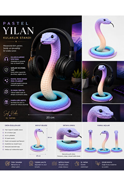 SAF HOBİ ATÖLYE DESİGN Yılan Tasarımlı 3D Baskı Kulaklık Standı