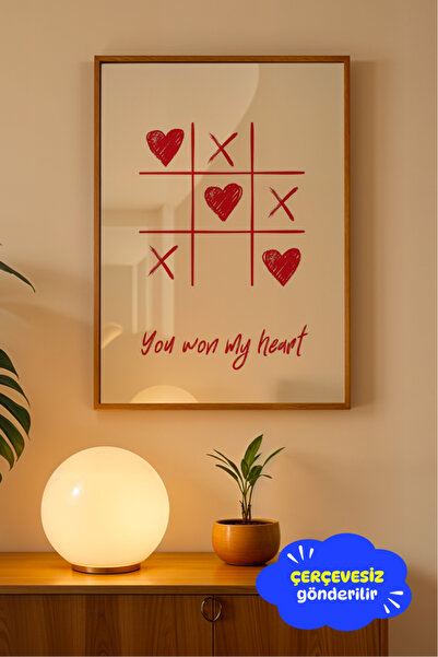 Clumsy Tic Tac Toe Aşk Temalı Minimal İllüstrasyon Poster Baskı (Çerçevesiz)