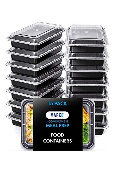 MARKQ Pack Of 15 1 Compartment Lunch Boxes Plastic Food Storage Containers Wi...