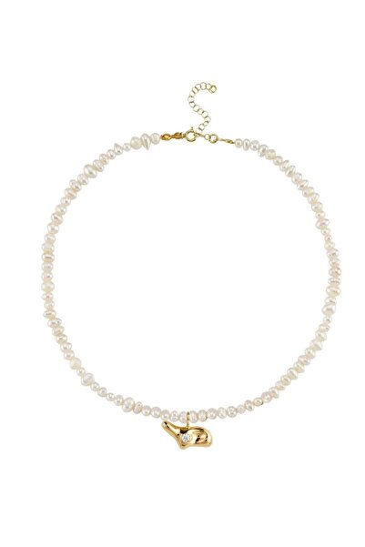 LİNYA JEWELLERY Solstis Göz Detaylı Amorf Kum İnci Kolye