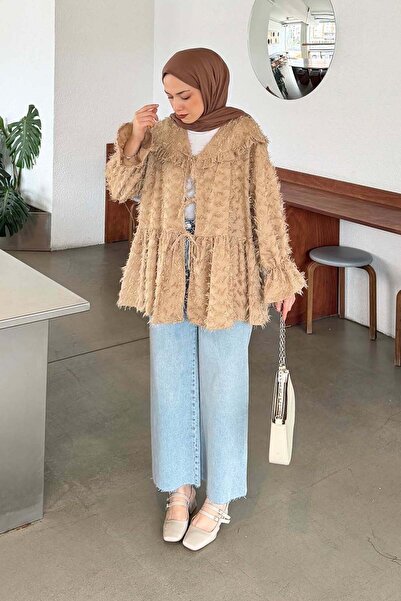 lamelif Tassel Detailed Tied Tunic in Mink Color