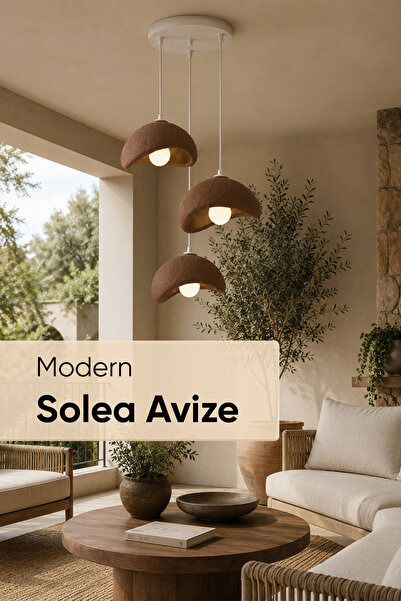 Jusel Solea Sarkıt 3'lü Avize Beton Dokulu, Salon, Balkon, Yatak Odası İçin -...