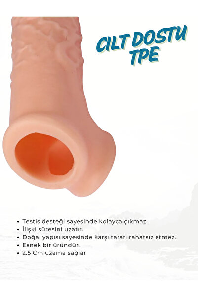 Night Blue Erotic Shop 16.5 CM REALİSTİK PENİS KILIFI 2.5 CM UZATMALI DESTEKLİ ULTRA YUMUŞAK PENİS KILIFI