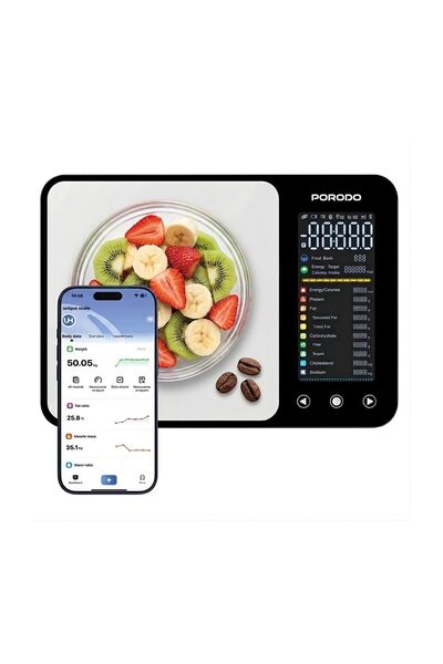 porodo Smart Food Kitchen Scale with Nutritional Calculator & App, Bluetooth ...