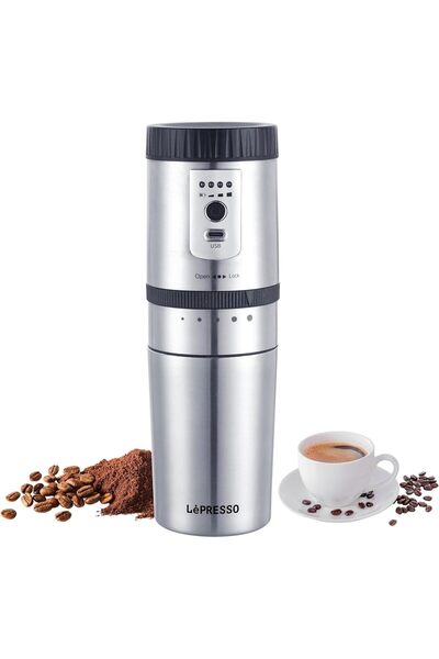 Lepresso Portable Espresso Maker & Electric Burr Coffee Grinder, Mini Travel ...