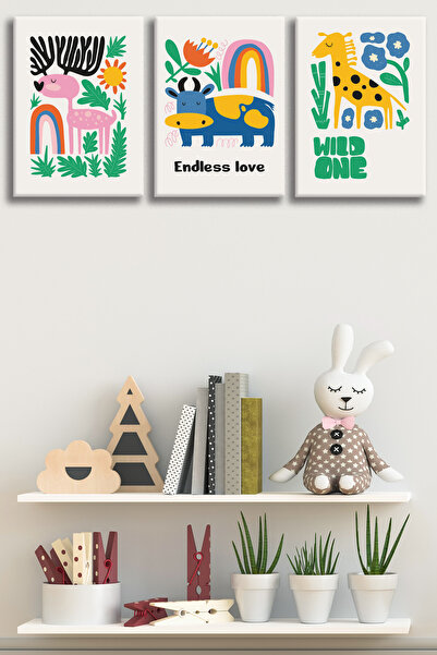 Tilki Dünyası Set de 3 tablouri pe pânză pentru camera copiilor 8 - Decor de ...