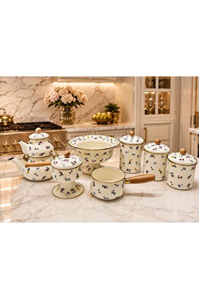 Santara Acar Petit Fleur Series Kitchen & Gift Set, Consisting of a Jar, Teap...